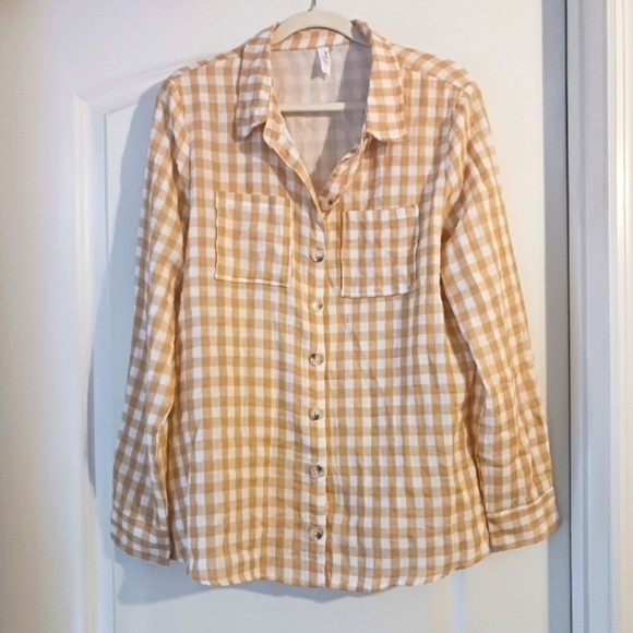 Gingham Buttery Yellow Check Soft Button Down Shirt - Picture 2 of 8